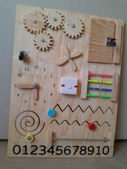 Wooden Busy Board for Toddlers – Sensory & Montessori Activity Board for Preschool Learning